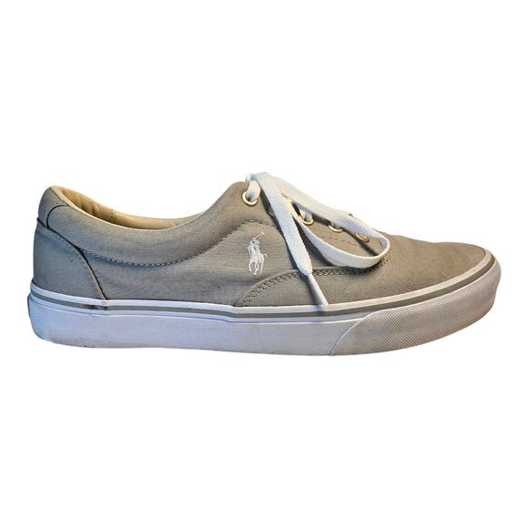Polo by Ralph Lauren Other - POLO RALPH LAUREN Men's 11 Keaton Shoes Sneakers Soft Gray Canvas Pony Logo